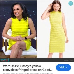 JCrew Yellow Sleeveless Fringe Dress Sz 4P featured on GMA